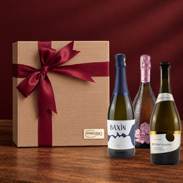 Box Regalo 3 Bollicine - scatola regalo Vinclick con Baxin, Prosecco Rosé Rivaluce e Sottopressione