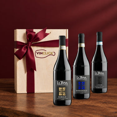 Cassetta Regalo 3 bt La Trava - cassetta in legno Vinclick con Barolo, Barbaresco e Langhe Nebbiolo