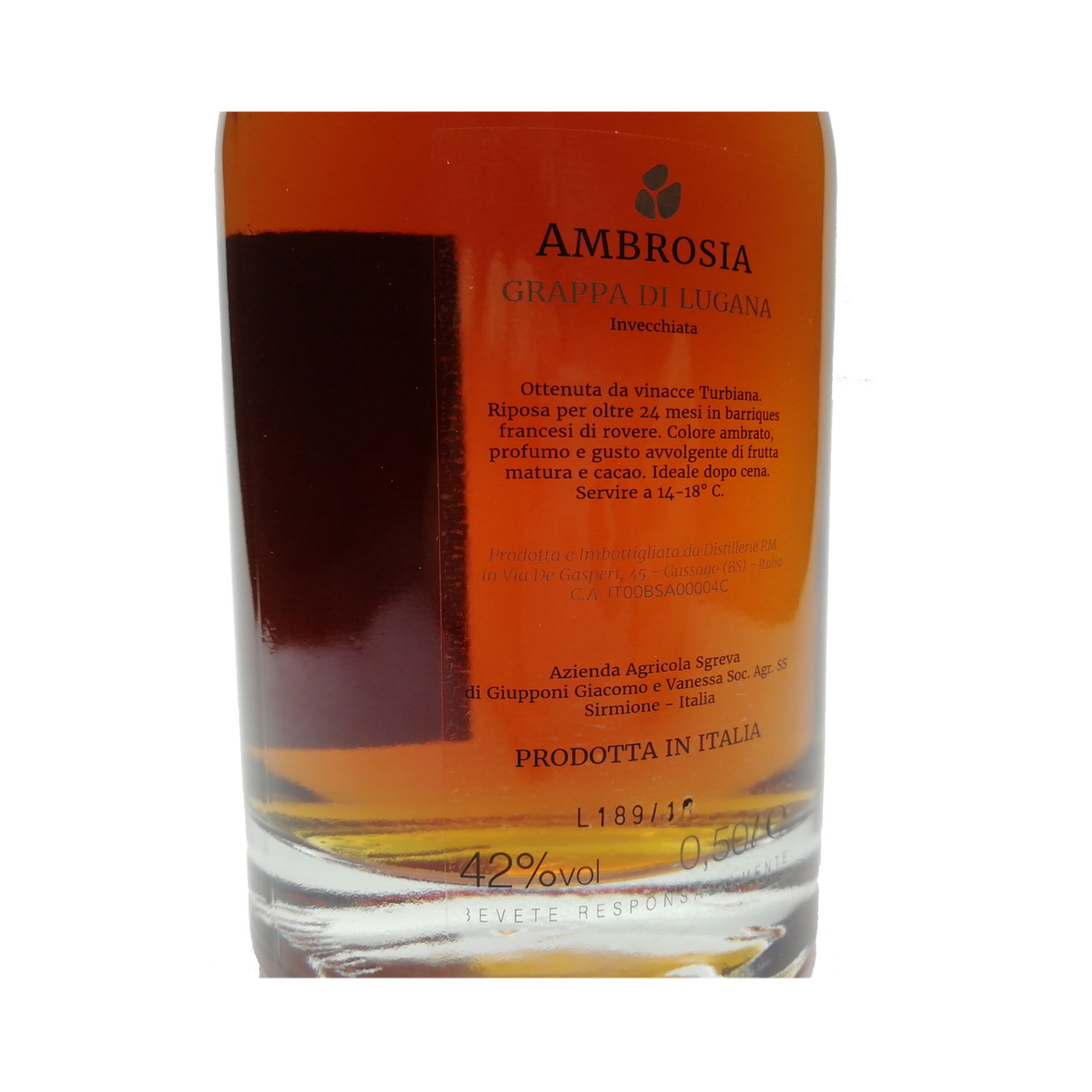 Grappa di Lugana Barricata "Ambrosia" - Sgreva Grappa di Lugana Barricata "Ambrosia" - Sgreva